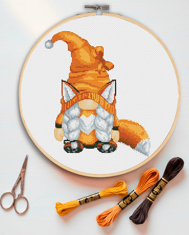 Fox, Cross stitch pattern, Animal cross stitch, Fox cross stitch, Gnomes cross stitch