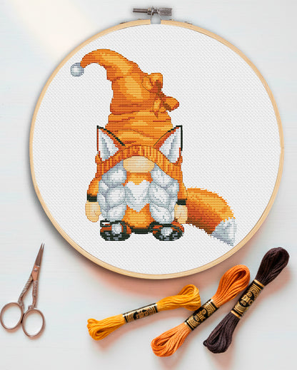 Fox, Cross stitch pattern, Animal cross stitch, Fox cross stitch, Gnomes cross stitch