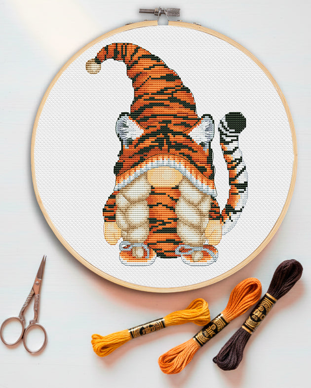 Cross stitch pattern, Cat cross stitch, Gnomes cross stitch, Animal cross stitch