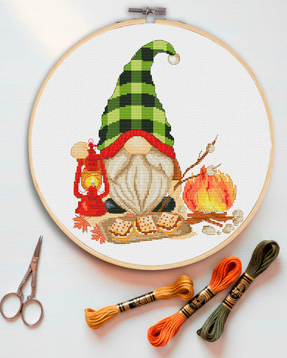 Camping gnome, Cross stitch PDF,  Gnomes cross stitch