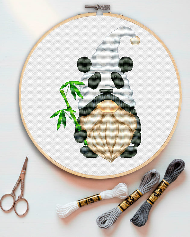 Panda, Cross stitch pattern, Bear cross stitch, Animal cross stitch, Counted cross stitch, Gnomes cross stitch, Funny cross stitch