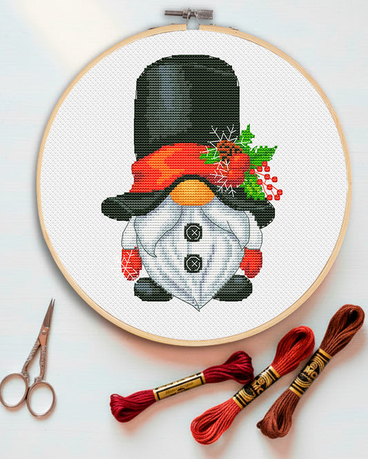 Snowman, Cross stitch, Christmas cross stitch, Gnomes cross stitch, Modern cross stitch, Christmas gift
