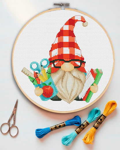 Teacher, Cross stitch pattern, Gnome cross stitch, Teacher cross stitch, Modern cross stitch, Counted cross stitch, Teacher gift
