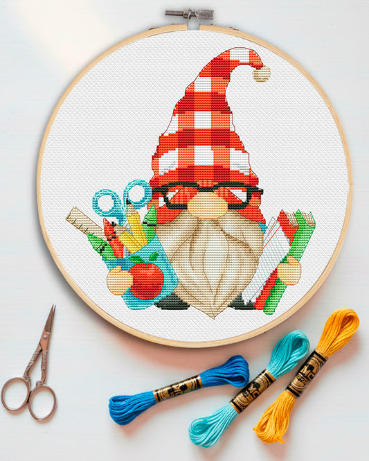 Teacher, Cross stitch pattern, Gnome cross stitch, Teacher cross stitch, Modern cross stitch, Counted cross stitch, Teacher gift