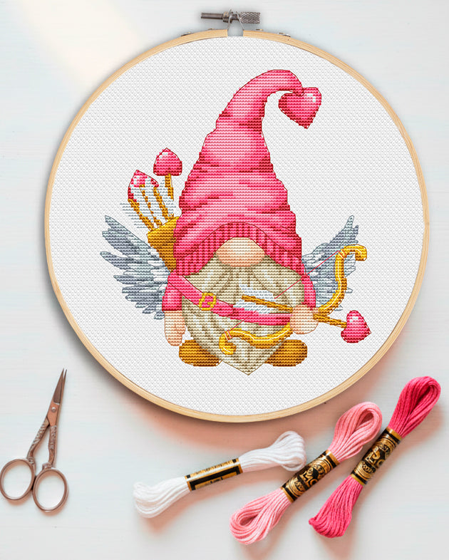 Cupid, Cross stitch, Valentine Day,  Cross stitch pattern, Gnomes cross stitch, Modern cross stitch, Love cross stitch