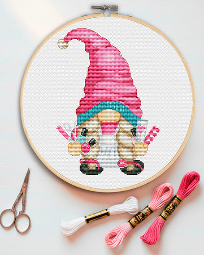 Cross stitch pattern, Nail technician, Gnomes cross stitch, Counted cross stitch