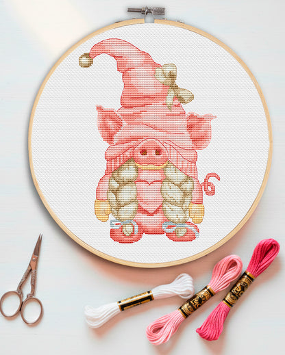 Pig, Cross stitch pattern, Pig cross stitch, Barn cross stitch, Cross stitch chart, Gnomes cross stitch, Easy cross stitch