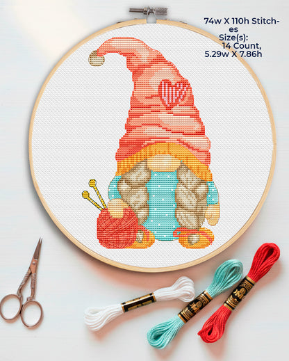 Cross Stitch Pattern Bundle, Craft Room Gnomes, 3 PDF Designs, Sewing and Knitting Decor