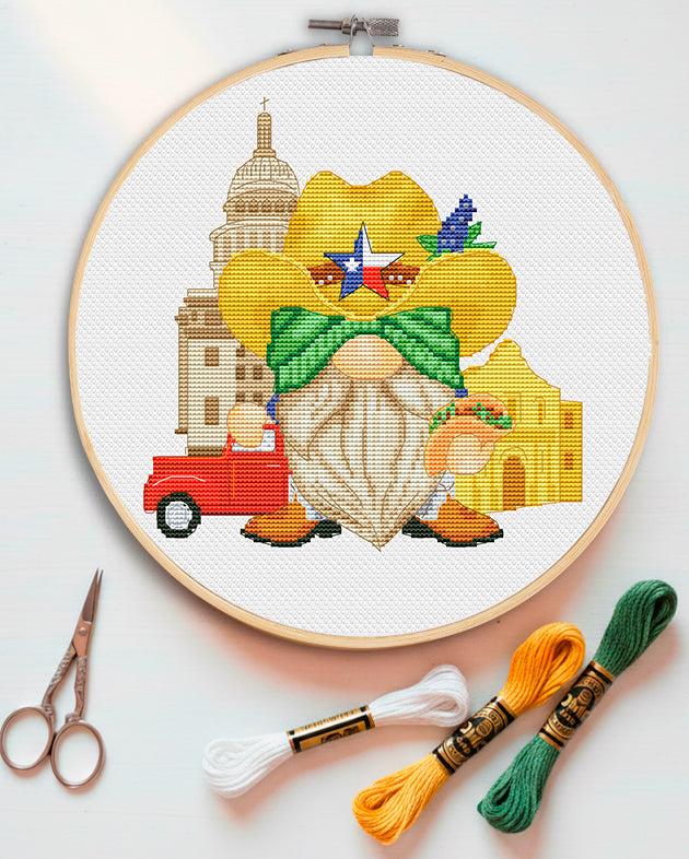 Texas, Cross stitch, Cross stitch pattern, Gnomes cross stitch, Cross stitch pdf, Texas cross stitch, Counted cross stitch