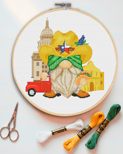 Texas, Cross stitch, Cross stitch pattern, Gnomes cross stitch, Cross stitch pdf, Texas cross stitch, Counted cross stitch