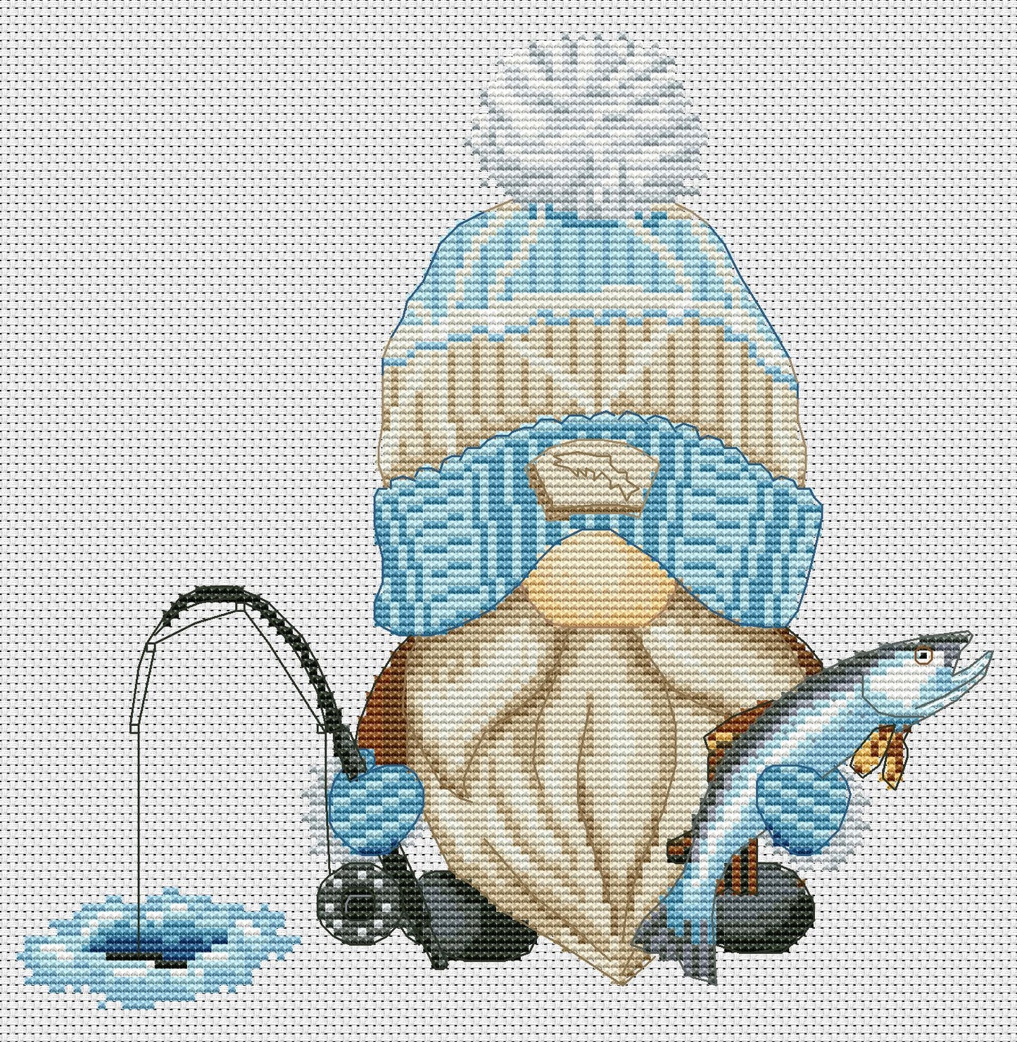 Fisherman, Cross stitch pattern, Fishing cross stitch, Modern cross stitch, Counted cross stitch, Gnomes cross stitch