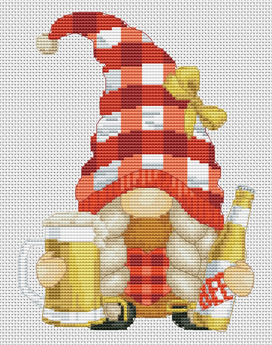 Cross stitch pattern Female with a beer