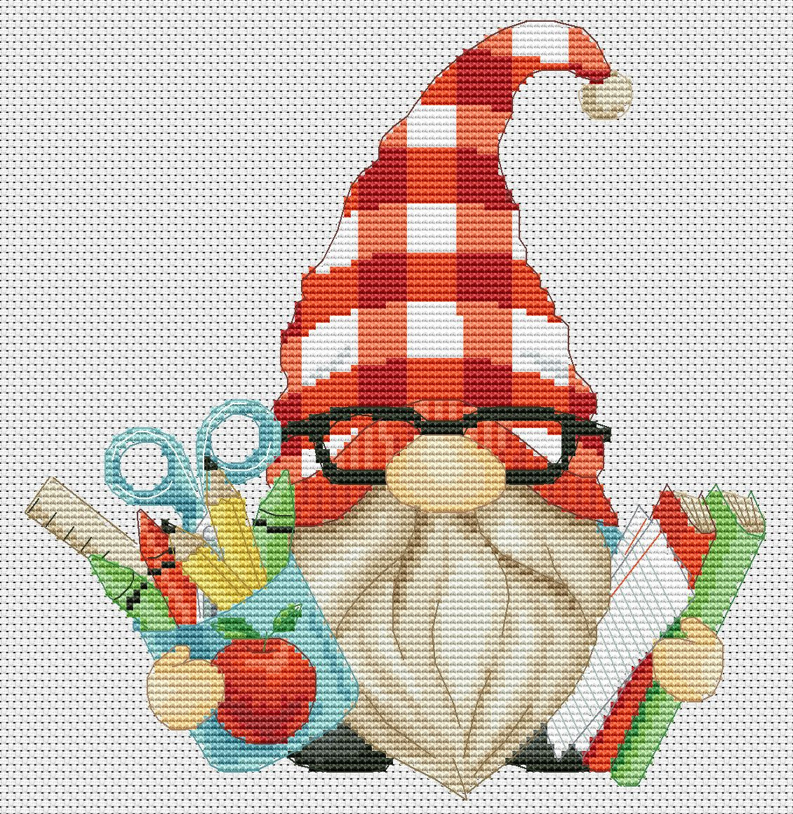 Teacher, Cross stitch pattern, Gnome cross stitch, Teacher cross stitch, Modern cross stitch, Counted cross stitch, Teacher gift