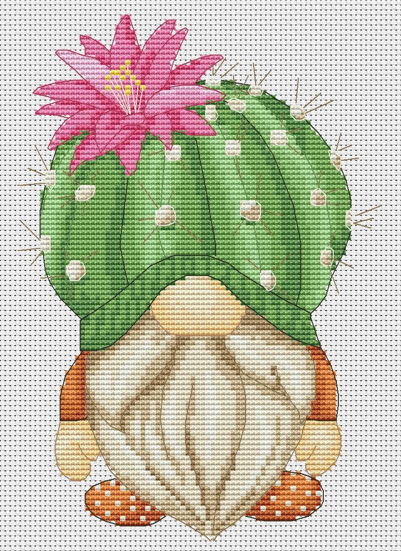 Cactus, Cross stitch, Plant cross stitch, Gnomes cross stitch, Modern cross stitch, Floral cross stitch, Funny cross stitch