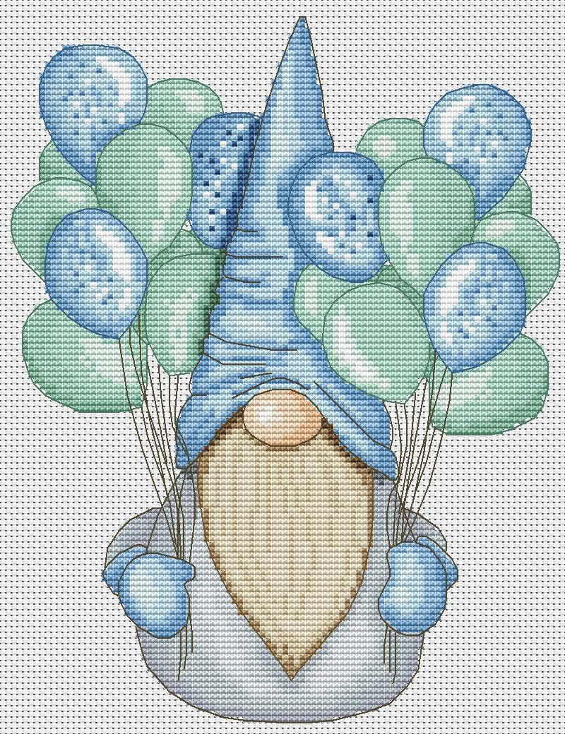 Cross stitch pattern Birthday gnome