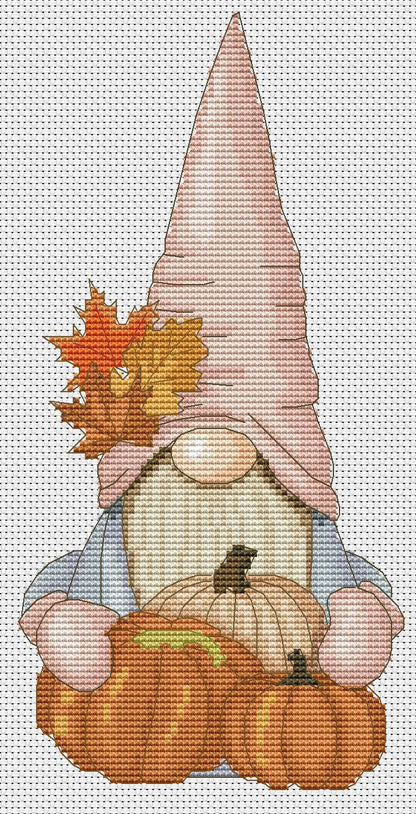 4 Cross stitch patterns, Autumn gnomes