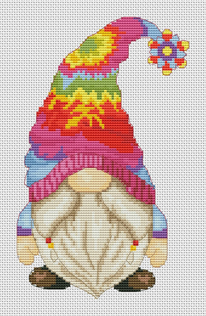 Hippie, Cross stitch, Rainbow cross stitch, Gnomes cross stitch, Modern cross stitch, 70s cross stitch, Cute cross stitch