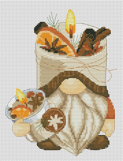 Christmas candle, Cross stitch, Christmas cross stitch, Gnomes cross stitch, Counted cross stitch