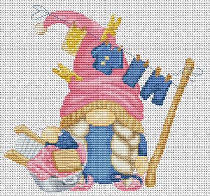 Gnome cross stitch pattern Laundry female