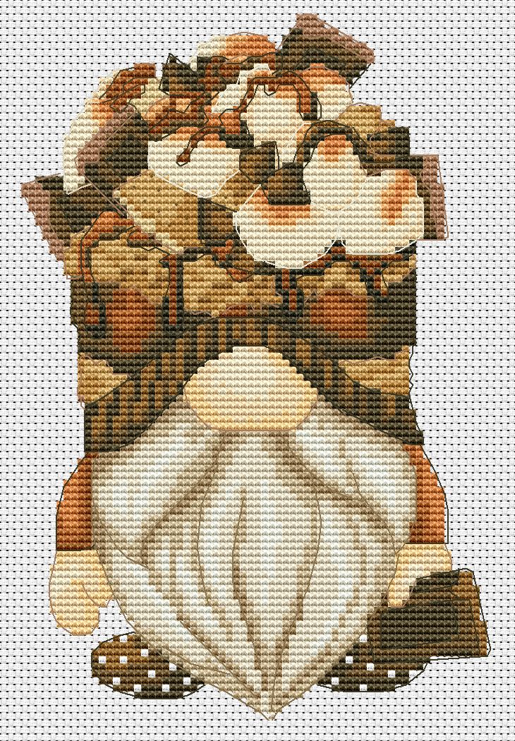 Smore gnome, Cross stitch, Dessert cross stitch, Gnomes cross stitch, Modern cross stitch, Cross stitch pattern, Cookies cross stitch