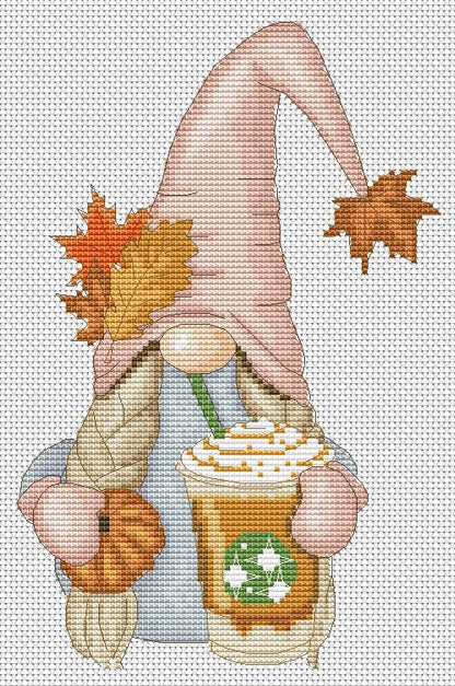 4 Cross stitch patterns, Autumn gnomes