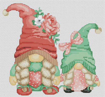 Mother and daughter, Mother's Day cross stitch, Gnome cross stitch, Floral cross stitch, Modern cross stitch, Female cross stitch