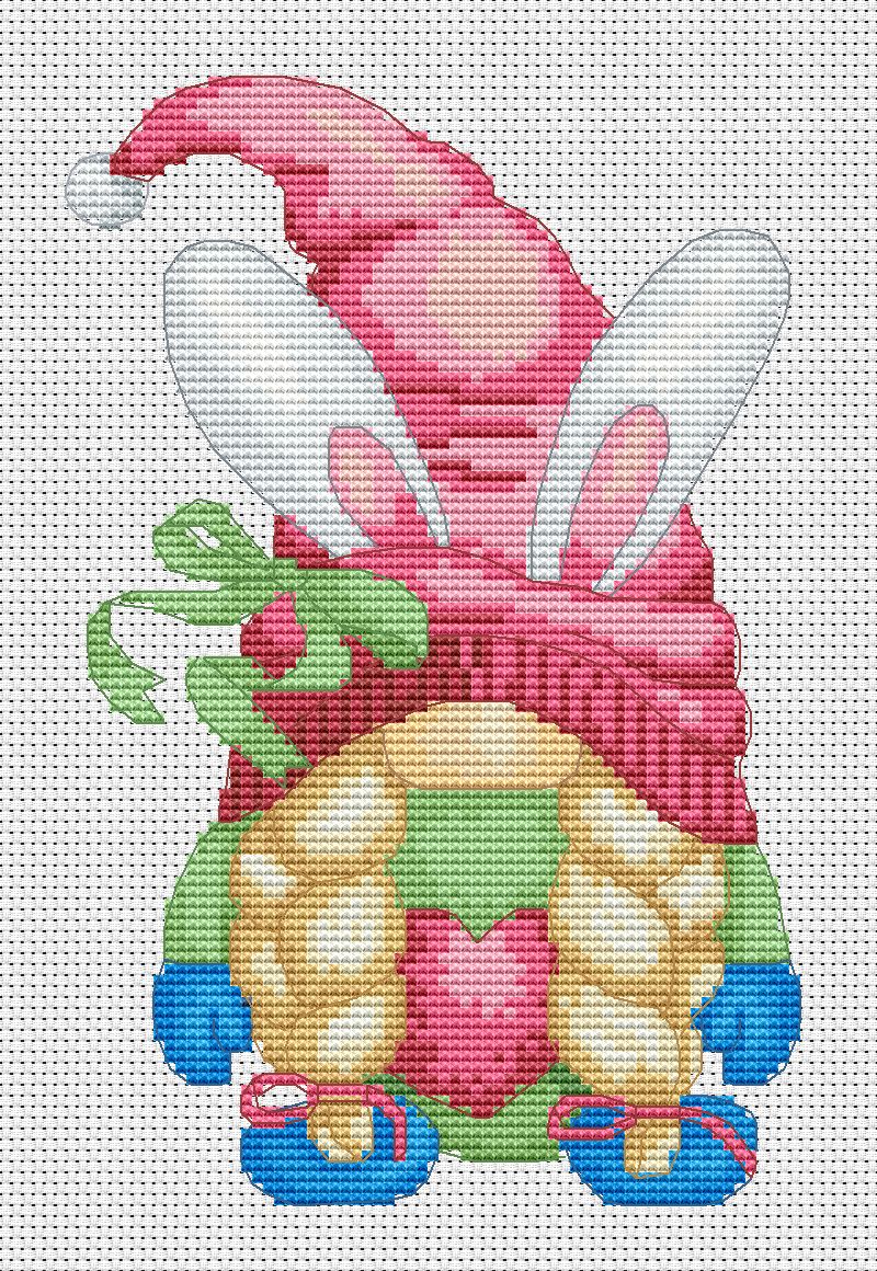 Cross stitch pattern, Easter cross stitch, Gnomes cross stitch, Spring cross stitch, Cross stitch