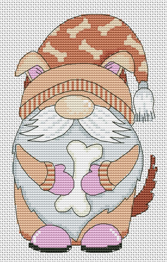 Dog gnome, Cross stitch pattern, Dog cross stitch, Gnome cross stitch, Modern cross stitch, Pets cross stitch, Funny cross stitch