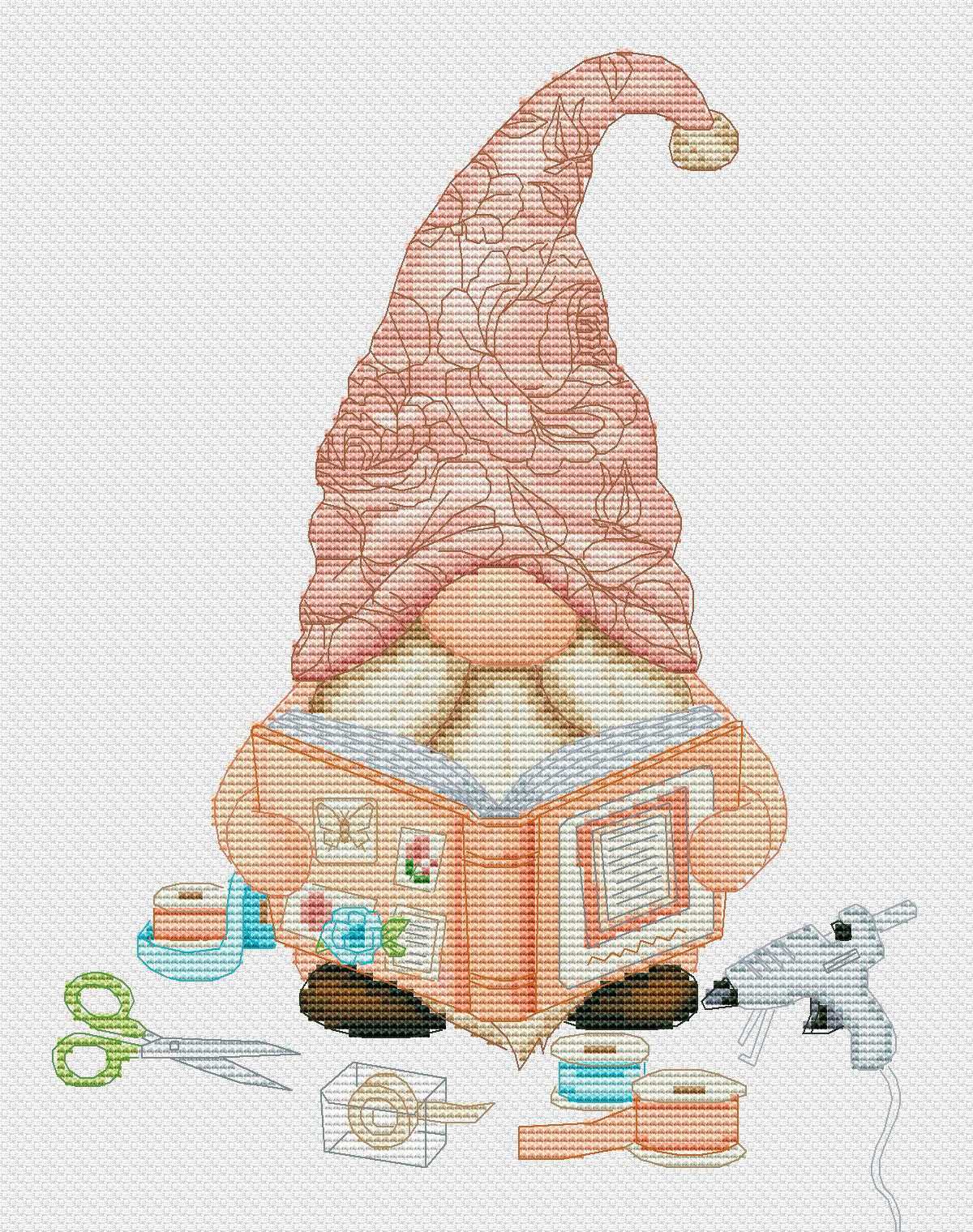 Scrapbook Gnome Cross Stitch (PDF)