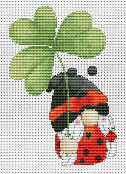 Cross stitch pattern - Ladybug, Gnome cross stitch, Modern cross stitch