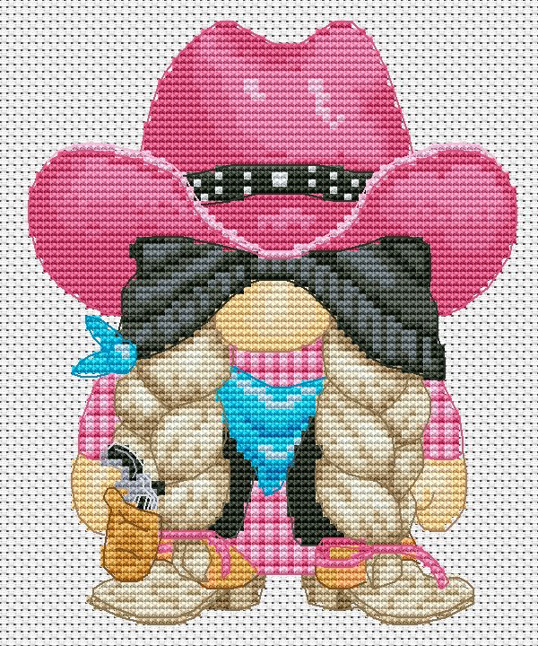 Cowgirl, Cross stitch pattern, Western cross stitch, Texas cross stitch, Counted cross stitch, Gnomes cross stitch, Modern cross stitch