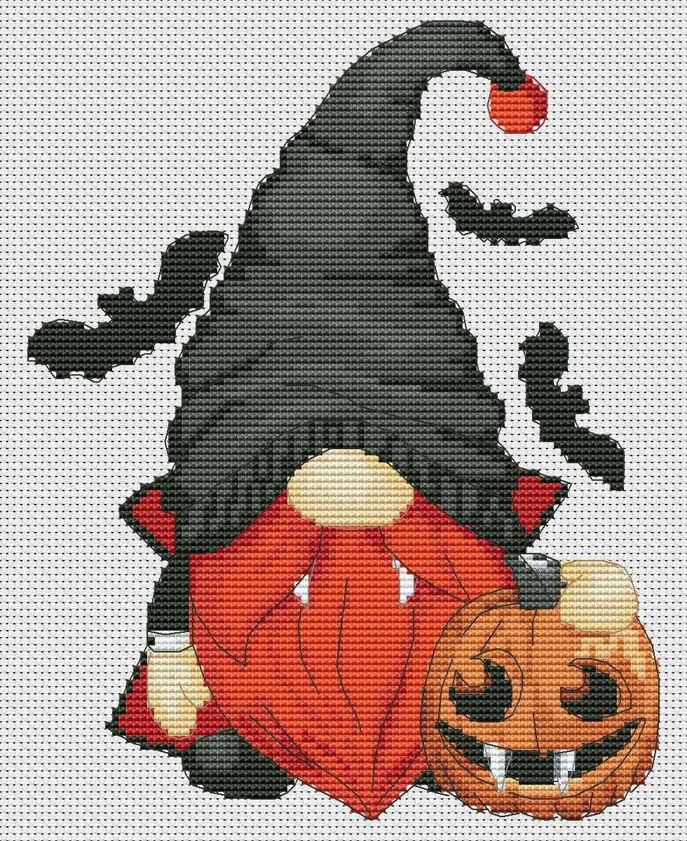 Halloween cross stitch, Gnomes cross stitch, Funny cross stitch, Cross stitch pattern, Spooky cross stitch, Halloween gift