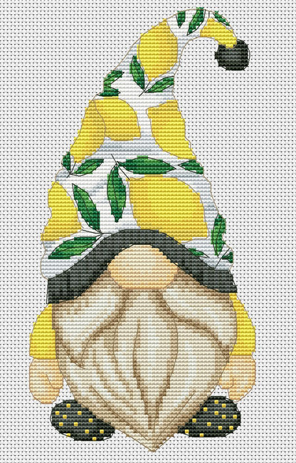 Lemon gnome, Cross stitch pattern, Kitchen cross stitch, Gnomes cross stitch, Modern cross stitch, Fruit cross stitch, Cross stitch chart