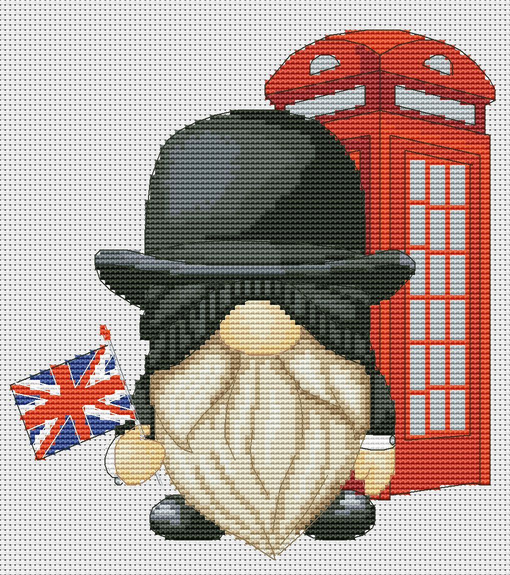 Englishman, Cross stitch pattern, Gnome cross stitch, Counted cross stitch, Modern cross stitch