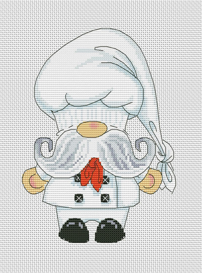 Chef, Cross stitch, Kitchen cross stitch, Gnomes cross stitch, Modern cross stitch, Chef cross stitch, Bakery cross stitch