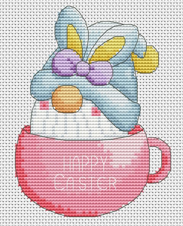 Easter gnome, Cross stitch pattern, Gnome cross stitch, Easy cross stitch