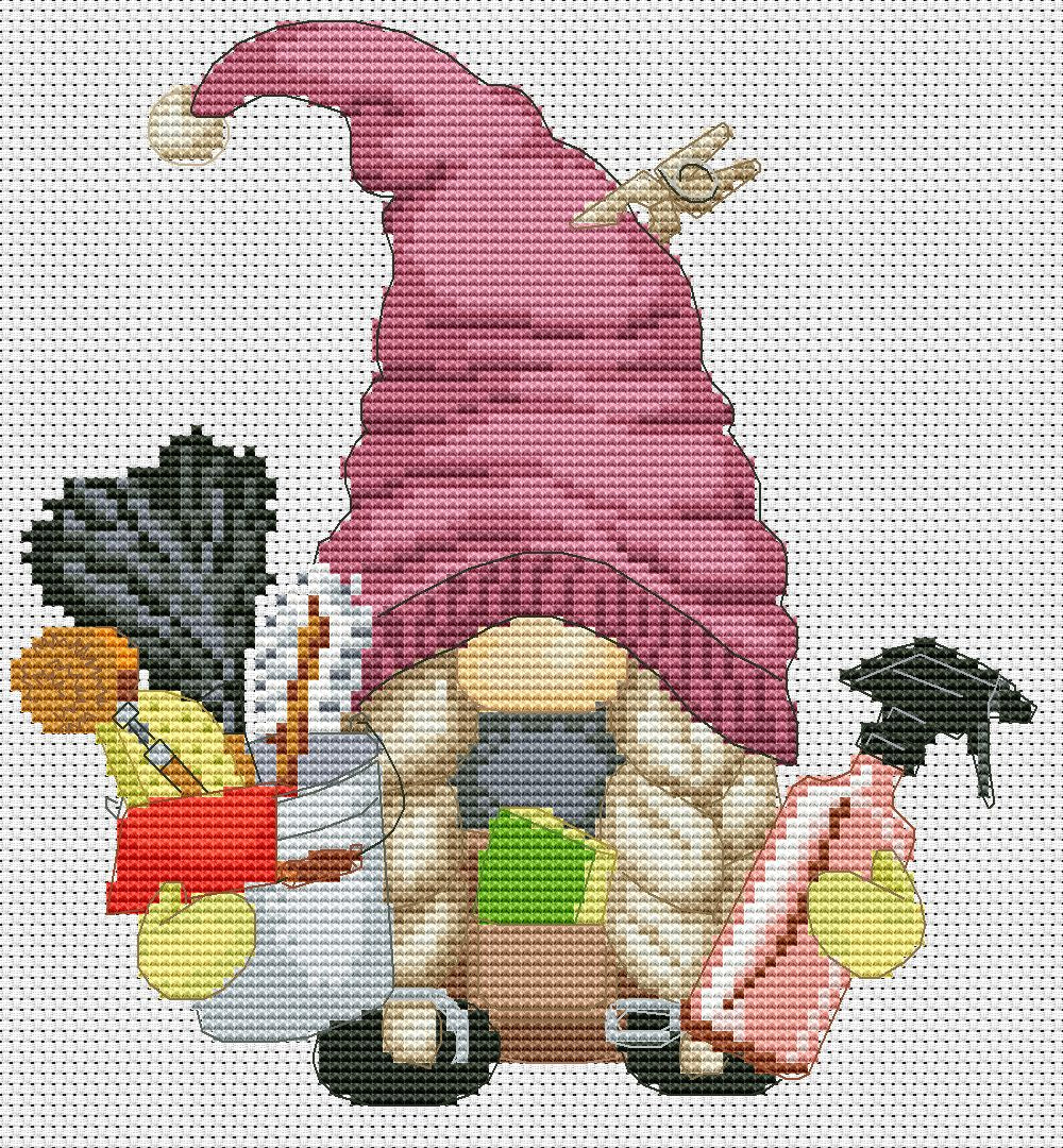 Counted cross stitch pattern - Gnome female housewife