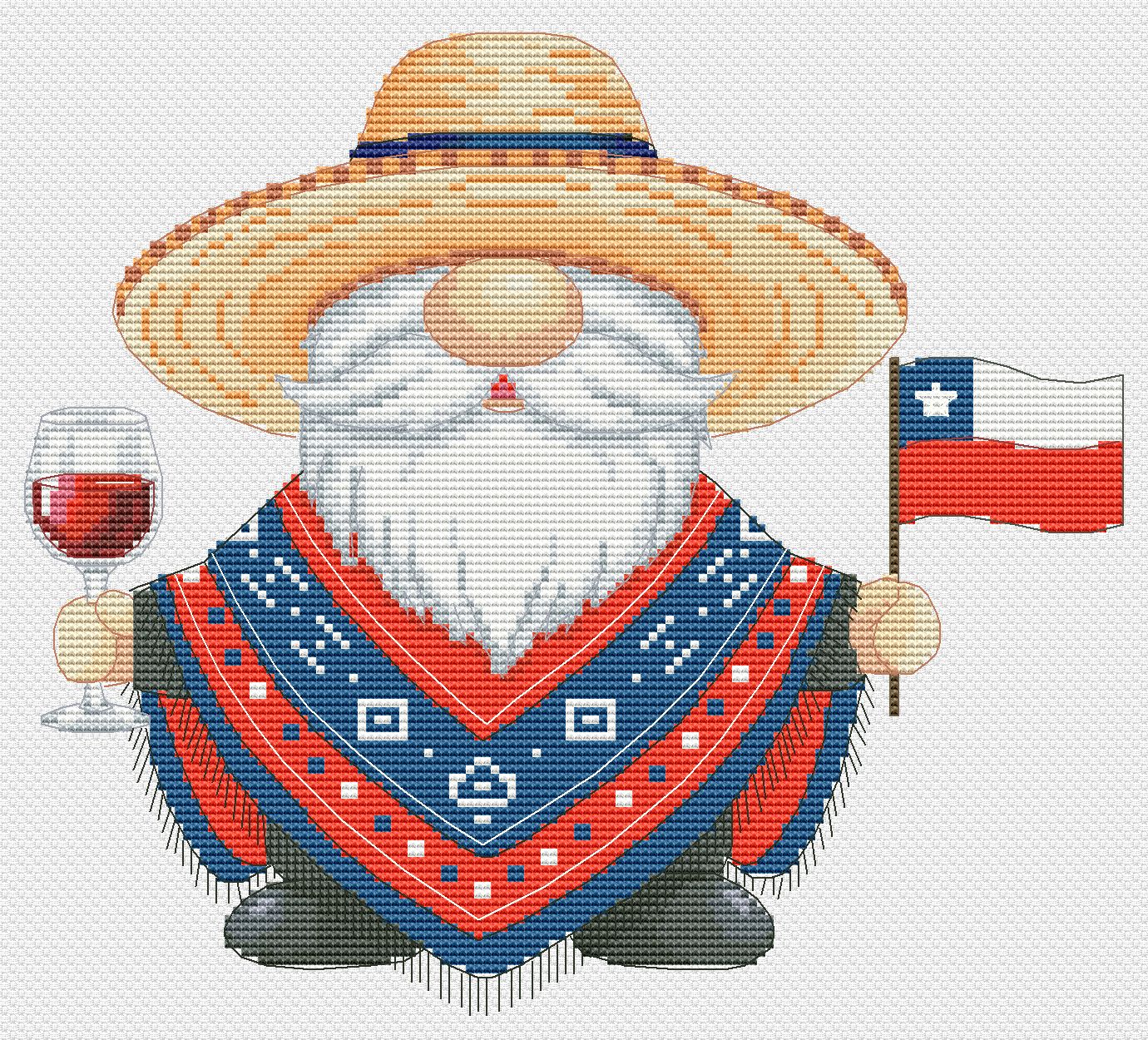 Chile Gnome Cross Stitch Pattern (PDF)
