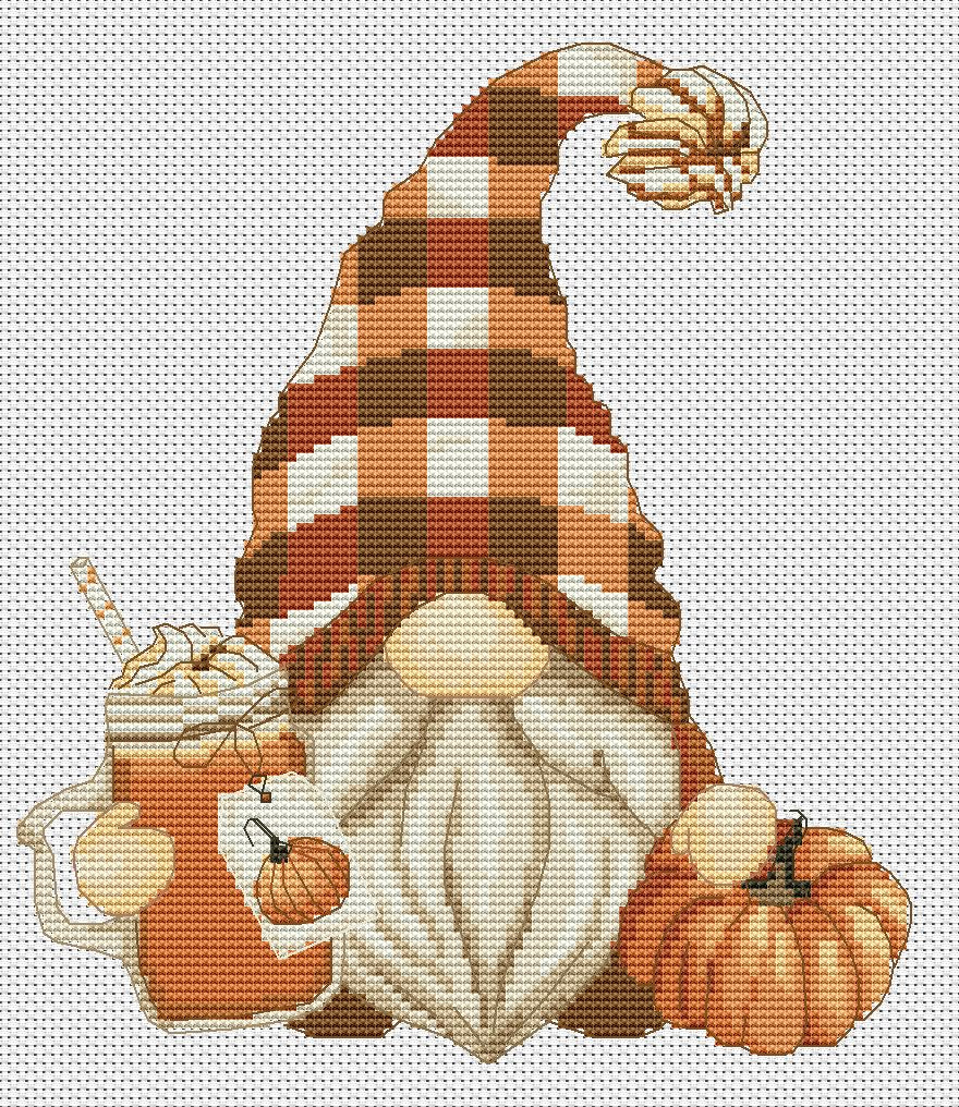 Autumn Gnome Cross Stitch Pattern (Digital Download)
