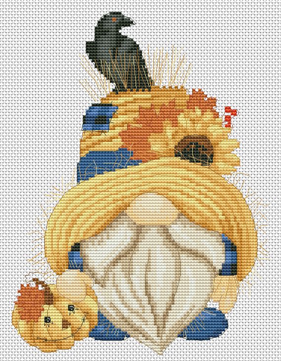 Scarecrow, Cross stitch pattern, Pumpkins cross stitch, Gnomes cross stitch, Autumn cross stitch