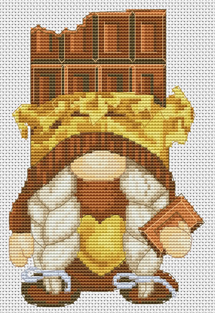 Chocolate, Cross stitch, Sweets cross stitch, Gnomes cross stitch, Modern cross stitch, Candy cross stitch, Simple cross stitch