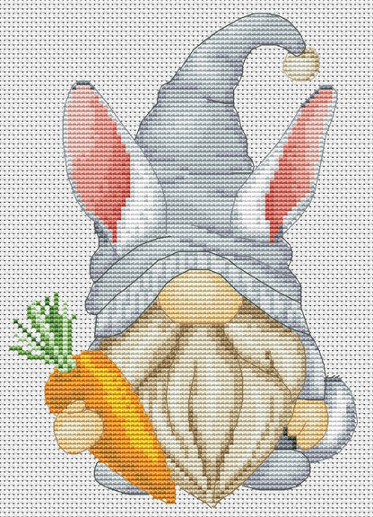 Easter Bunny Gnome Cross Stitch Pattern - Spring Decor PDF