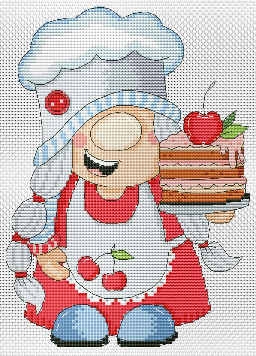 Cross stitch pattern, Kitchen cross stitch, Gnomes cross stitch, Modern cross stitch, Chef cross stitch, Funny cross stitch