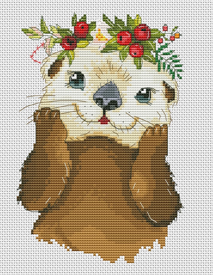 Cross stitch pattern, Christmas otter, Animal cross stitch, Counted cross stitch, Christmas cross stitch