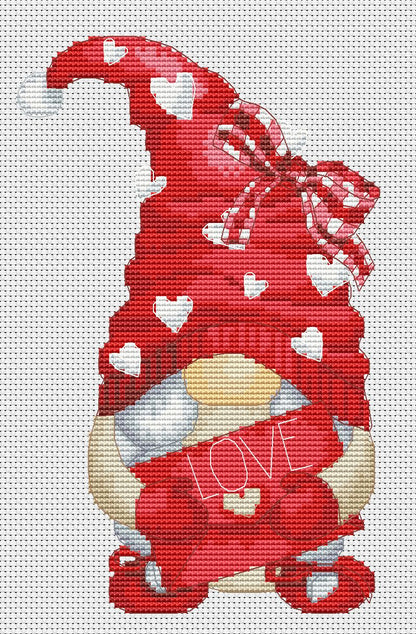 Valentine Day girl, Cross stitch, Gnomes cross stitch, Modern cross stitch, Cross stitch pattern