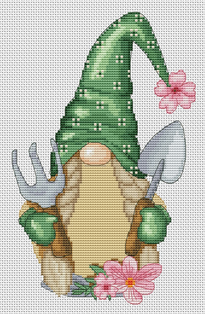 Garden girl, Cross stitch, Flowers cross stitch, Cross stitch PDF, Cute cross stitch, Garden cross stitch, Spring decor