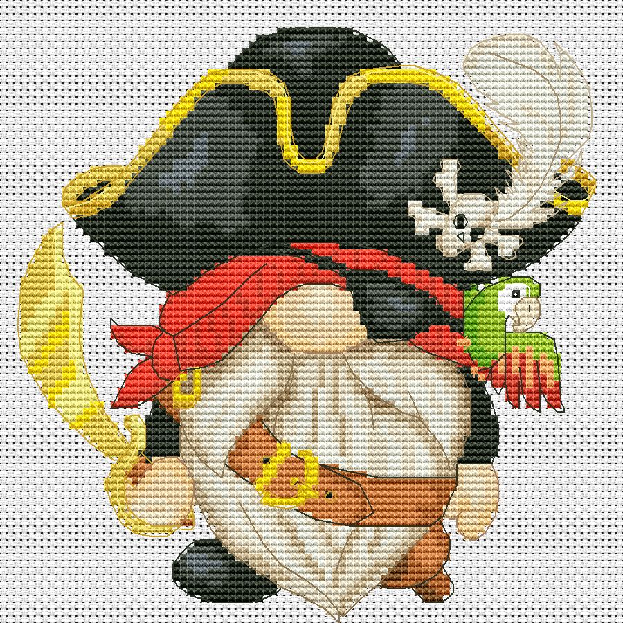 Pirate, Cross stitch pattern, Pirate cross stitch, Animal cross stitch, Counted cross stitch