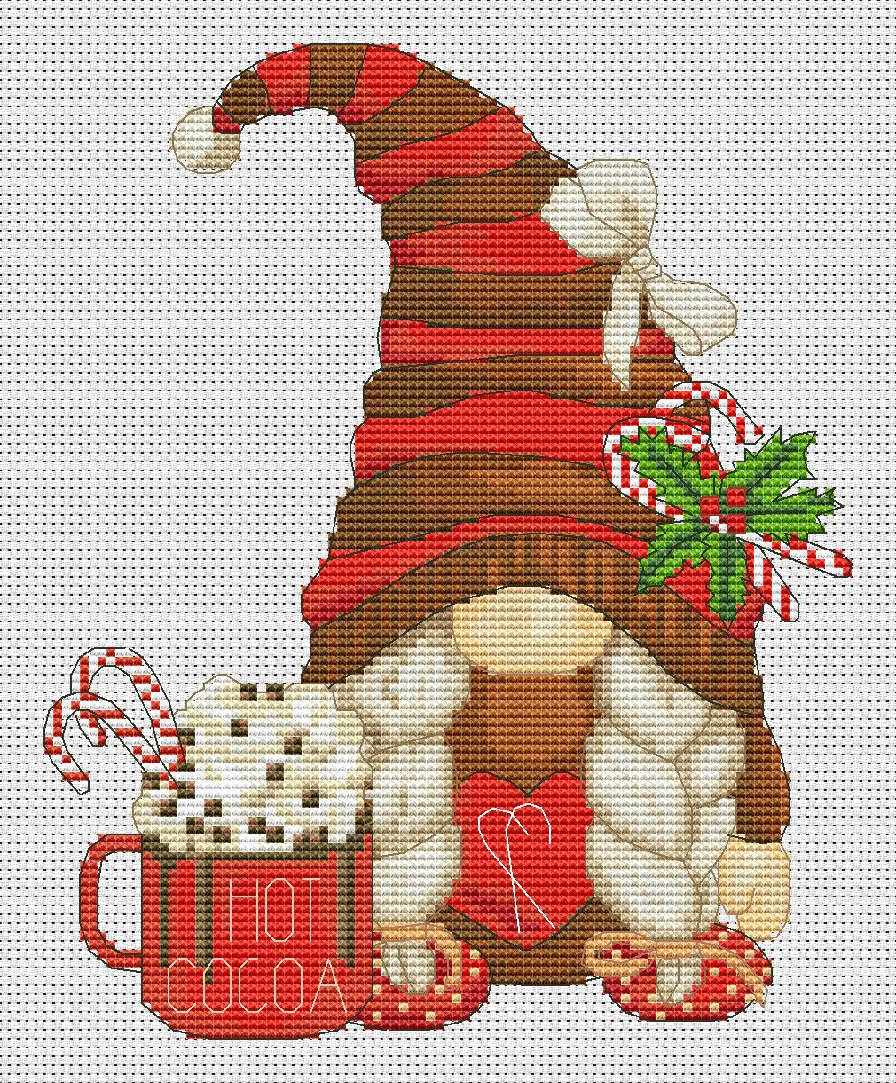 Christmas female, Cross stitch pattern, Christmas cross stitch, Gnomes cross stitch, Modern cross stitch, Cocoa cross stitch