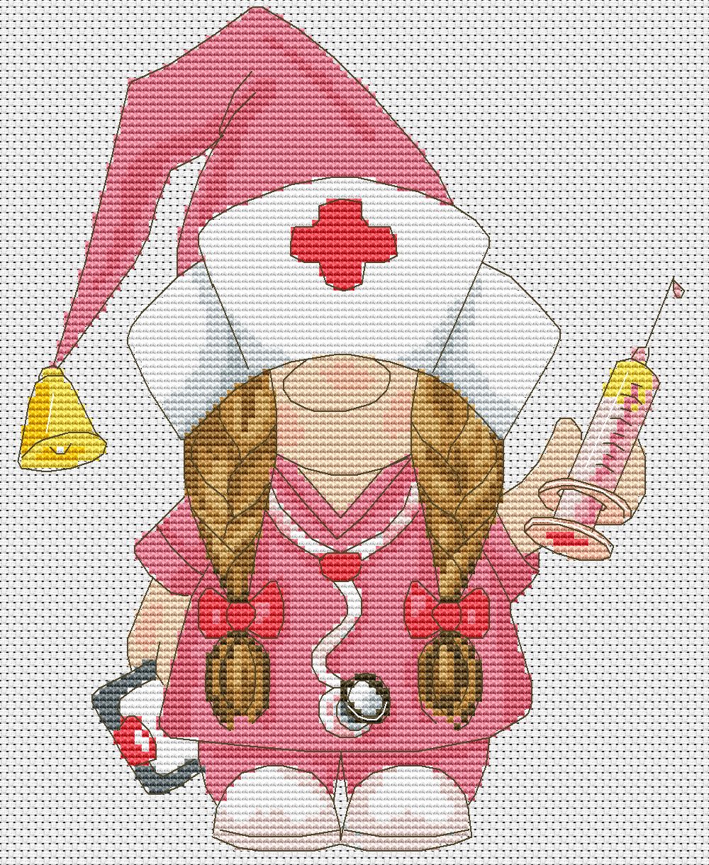 Nurse, Funny cross stitch, Nurse cross stitch, Gnomes cross stitch, Easy cross stitch, Cross stitch pattern, Gift for nurse