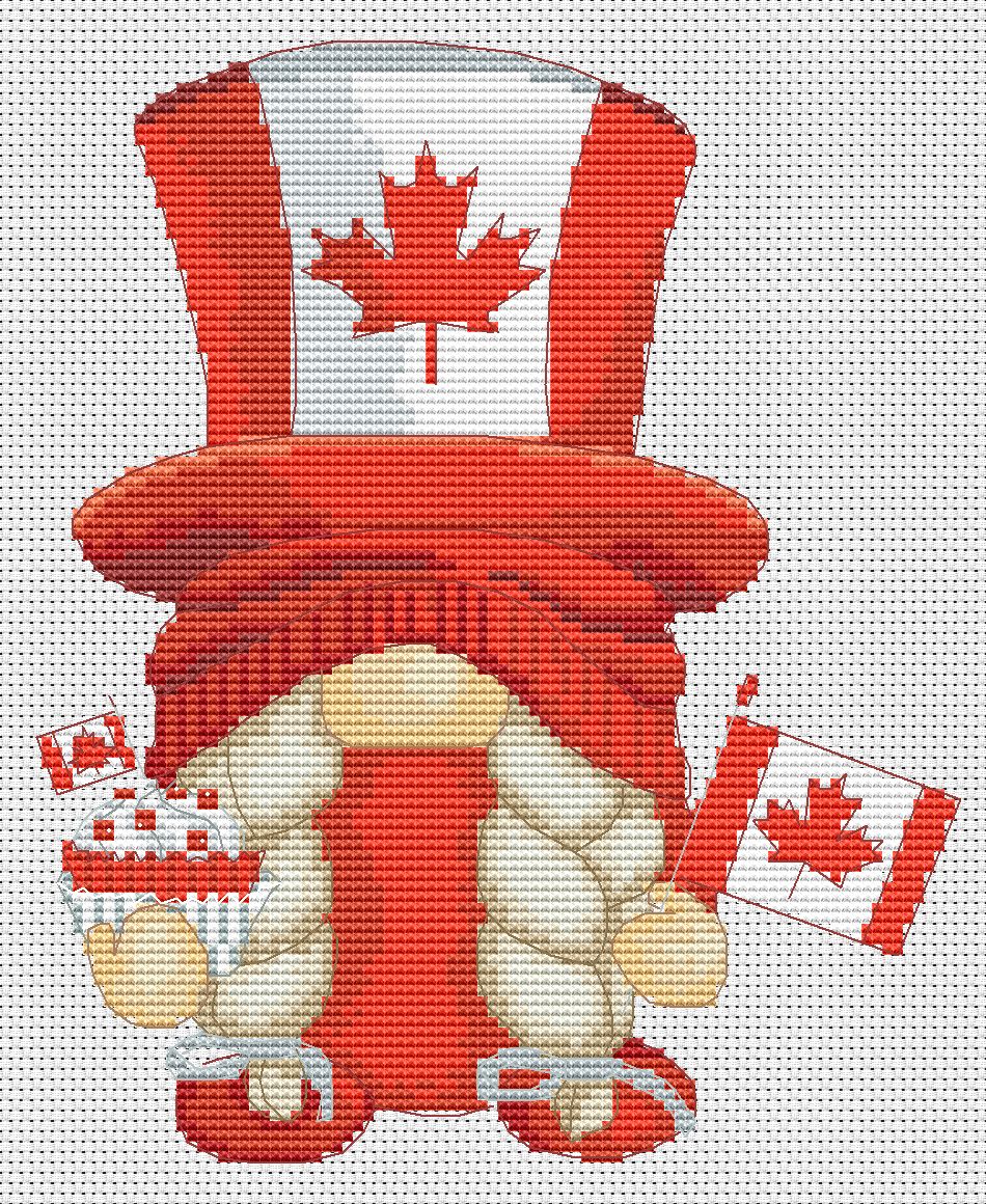 Canada Day, Cross stitch, Canadian cross stitch, Gnomes cross stitch, Modern cross stitch, Cross stitch pattern